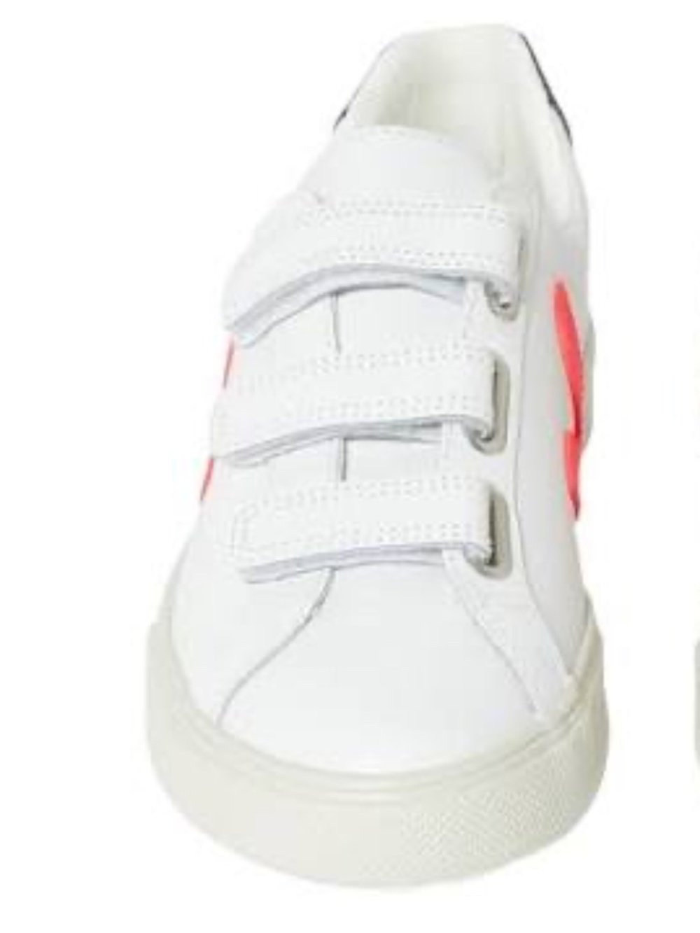 Veja White Velcro Sneakers with Pink V Accent